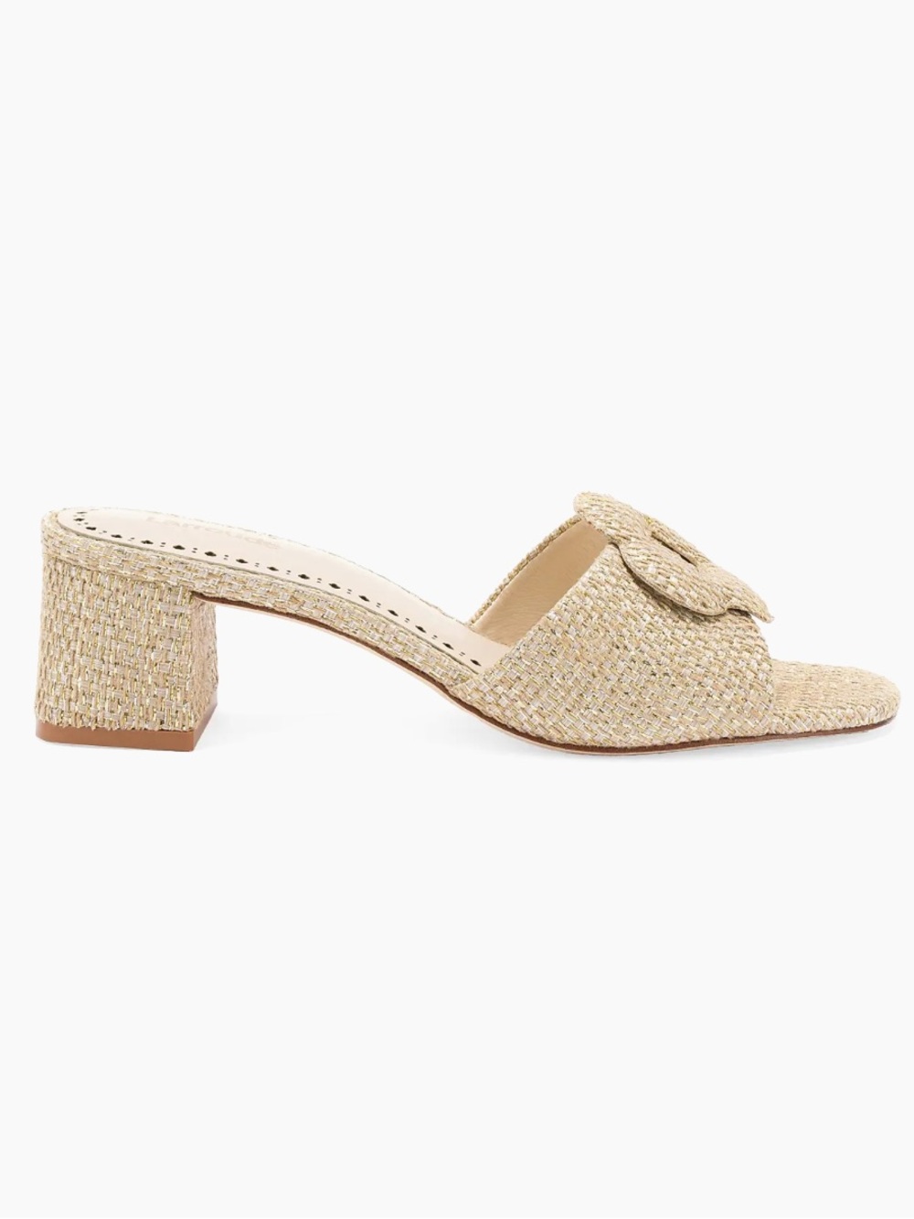 Larroudé Flora 45MM Metallic Raffia Mules